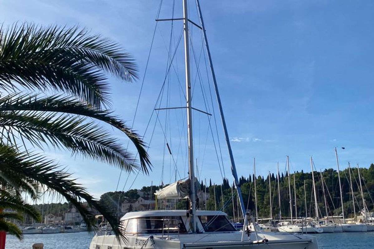 Exterior view of JANGADA, a Nautitech 40 Open catamaran at Primošten, Croatia