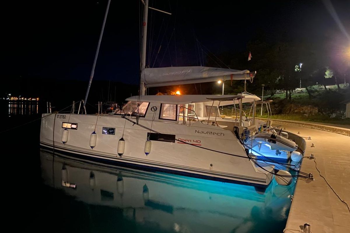 Exterior view of JANGADA, a Nautitech 40 Open catamaran at Primošten, Croatia