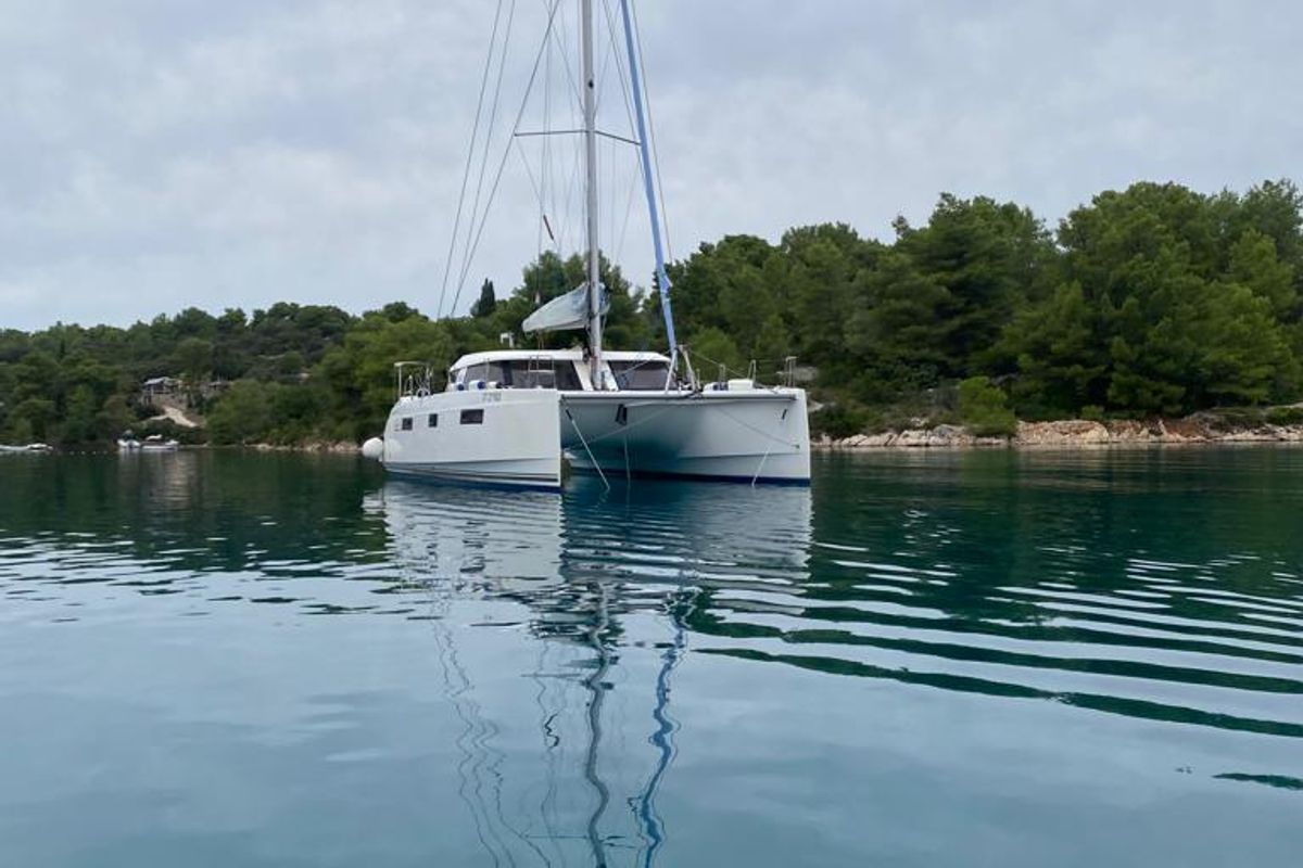 Exterior view of JANGADA, a Nautitech 40 Open catamaran at Primošten, Croatia
