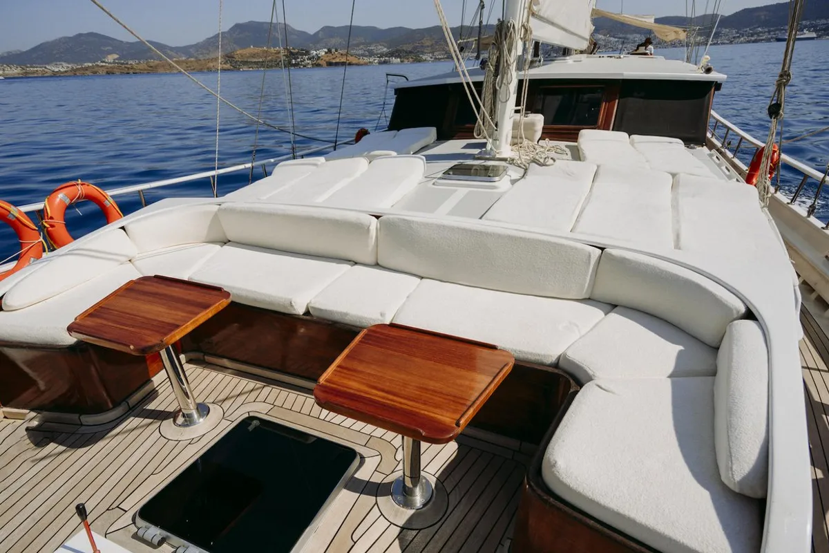 Deck of Beyaz Lale, a Custom Made Beyaz Lale yacht at Kos, Greece
