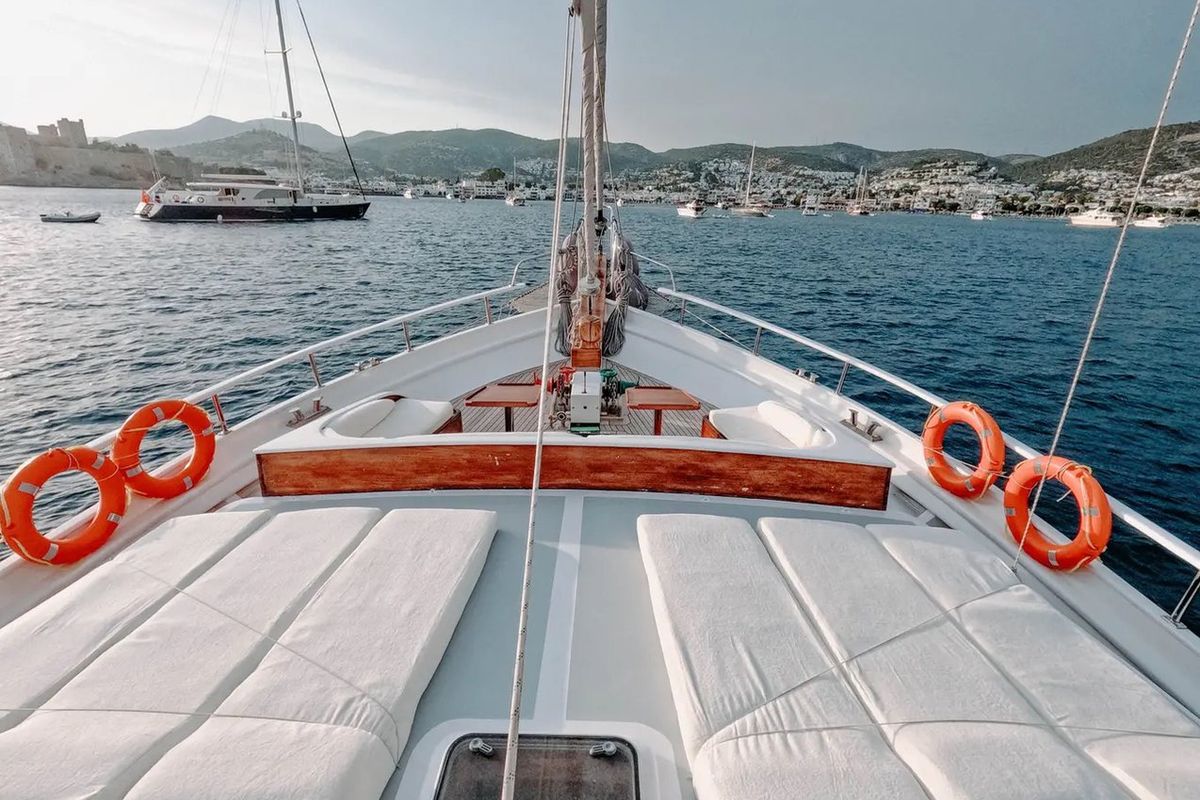 Deck of Beyaz Lale, a Custom Made Beyaz Lale yacht at Kos, Greece