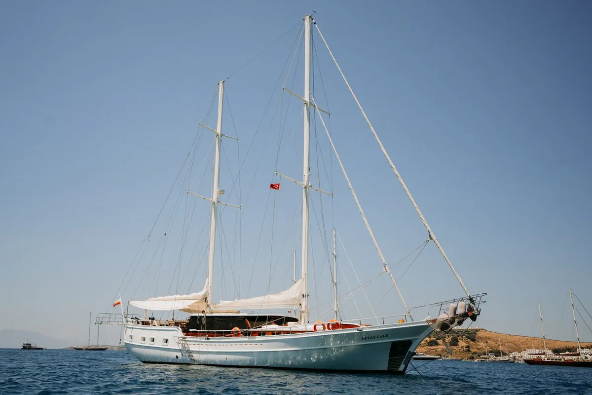 Exterior view of Beyaz Lale, a Custom Made Beyaz Lale yacht at Kos, Greece