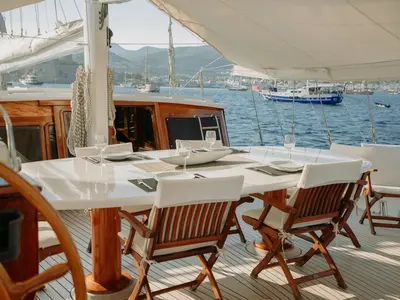 Salon of Beyaz Lale, a Custom Made Beyaz Lale yacht at Kos, Greece