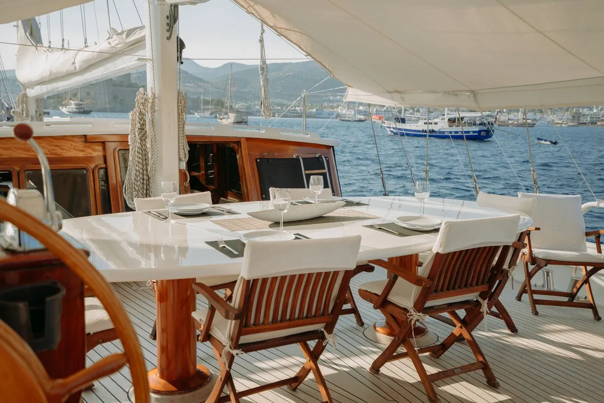 Salon of Beyaz Lale, a Custom Made Beyaz Lale yacht at Kos, Greece