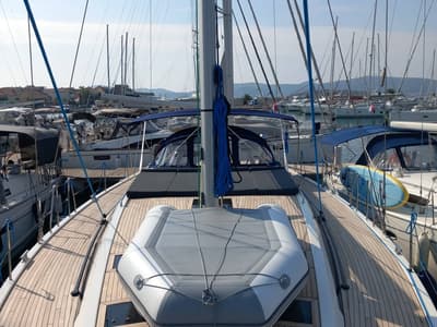 Deck of KATHARINA, a D&D Kufner 56 sailboat at Grad Biograd na Moru, Croatia