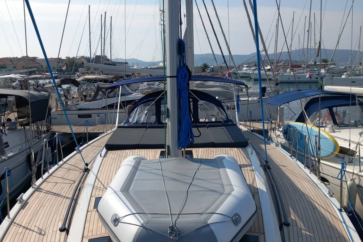 Deck of KATHARINA, a D&D Kufner 56 sailboat at Grad Biograd na Moru, Croatia