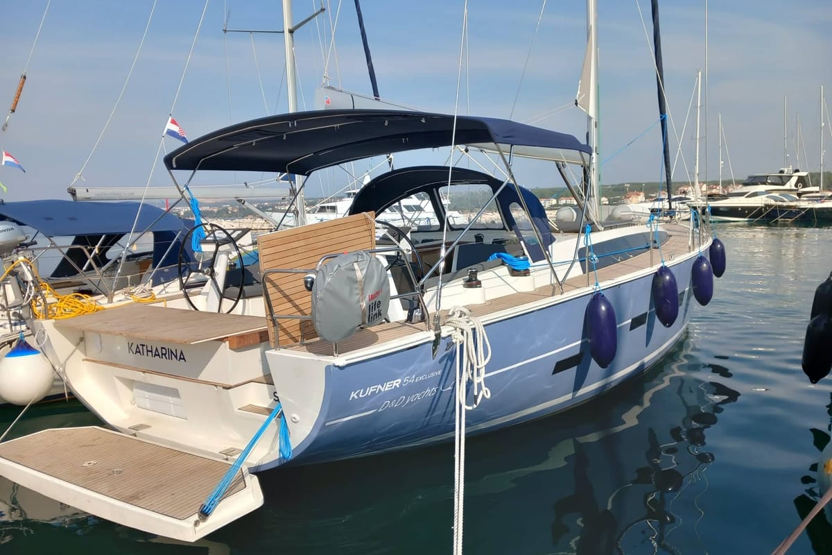 Exterior view of KATHARINA, a D&D Kufner 56 sailboat at Grad Biograd na Moru, Croatia