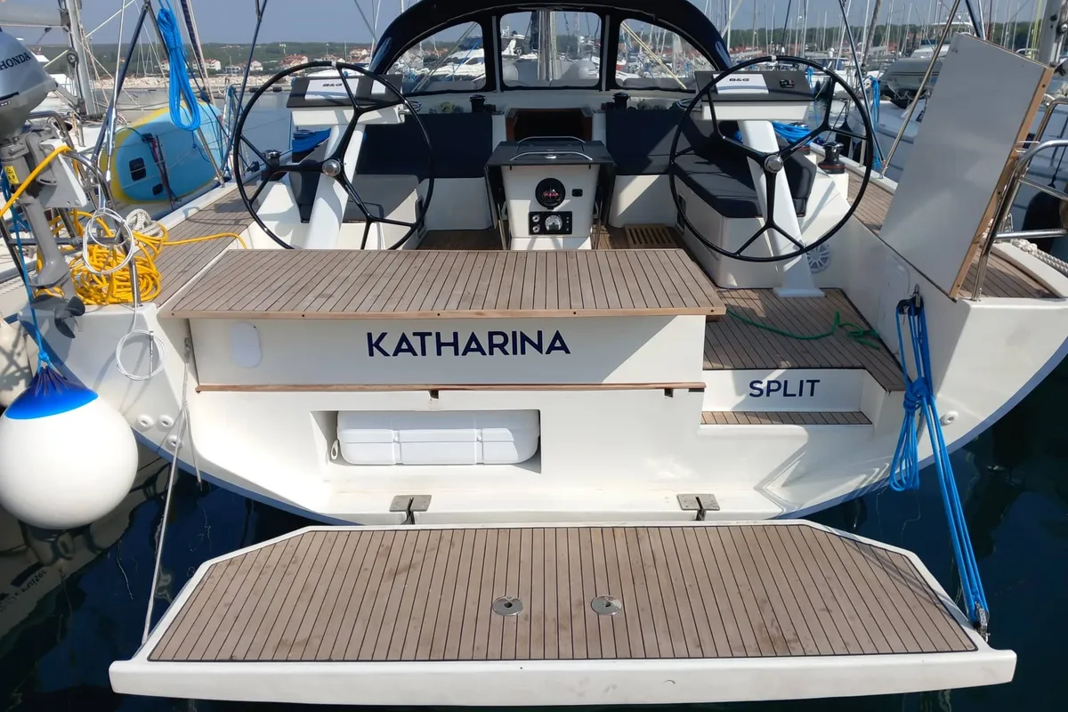 Cockpit of KATHARINA, a D&D Kufner 56 sailboat at Grad Biograd na Moru, Croatia
