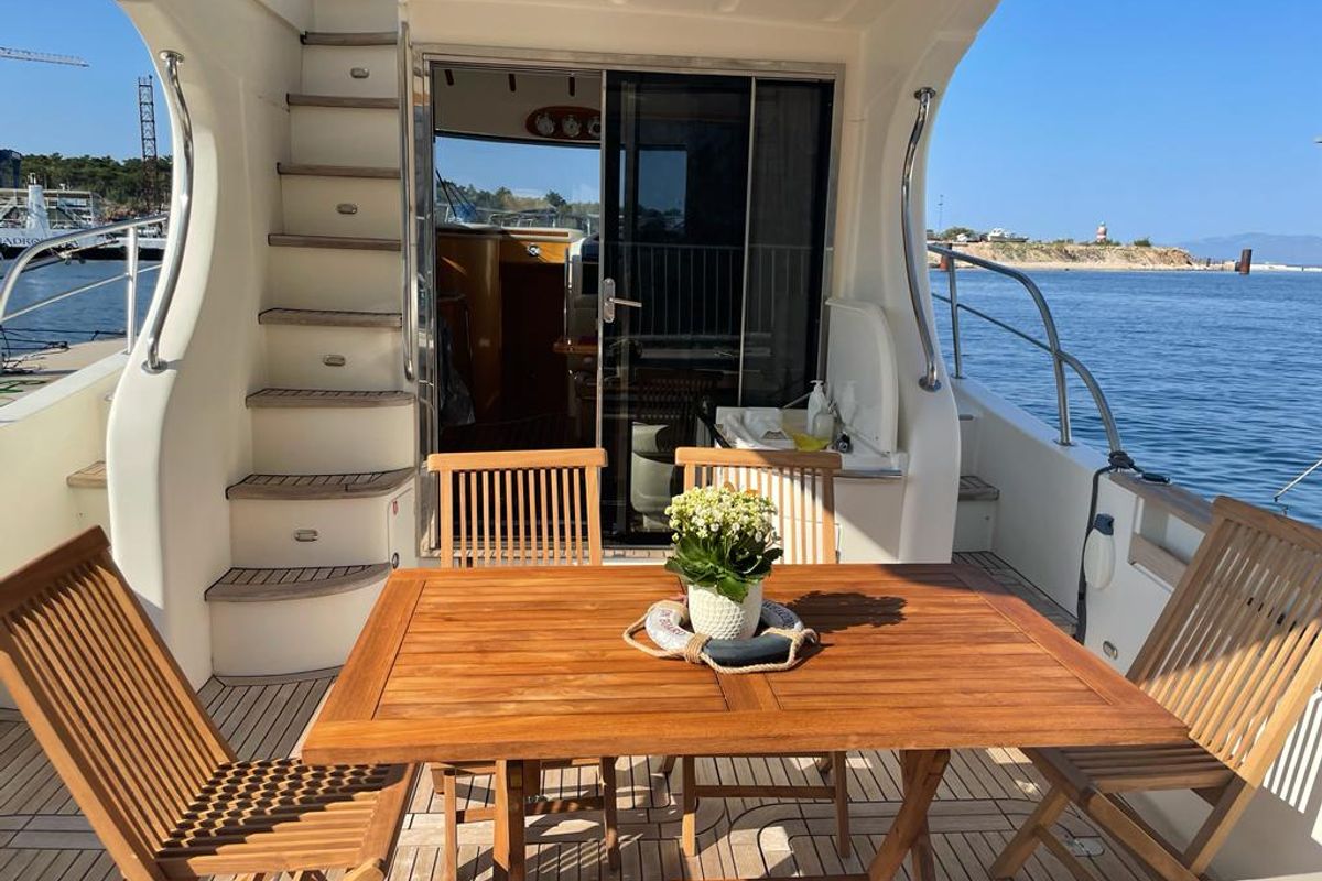 Deck of Running On Waves, a Gulet Altair Zafir 42 motorboat at Grad Pula, Croatia