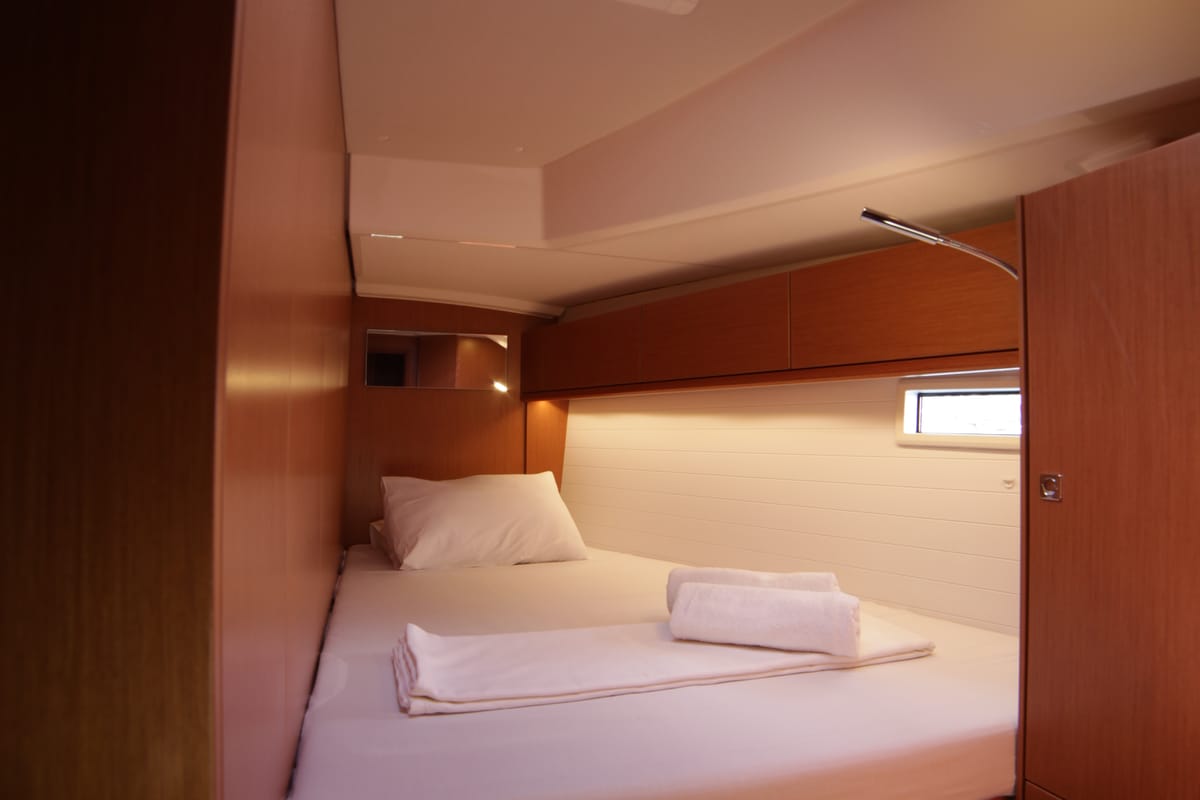 Cabin on Sail Leo, a Bavaria Cruiser 46 sailboat at Fethiye, Turkey