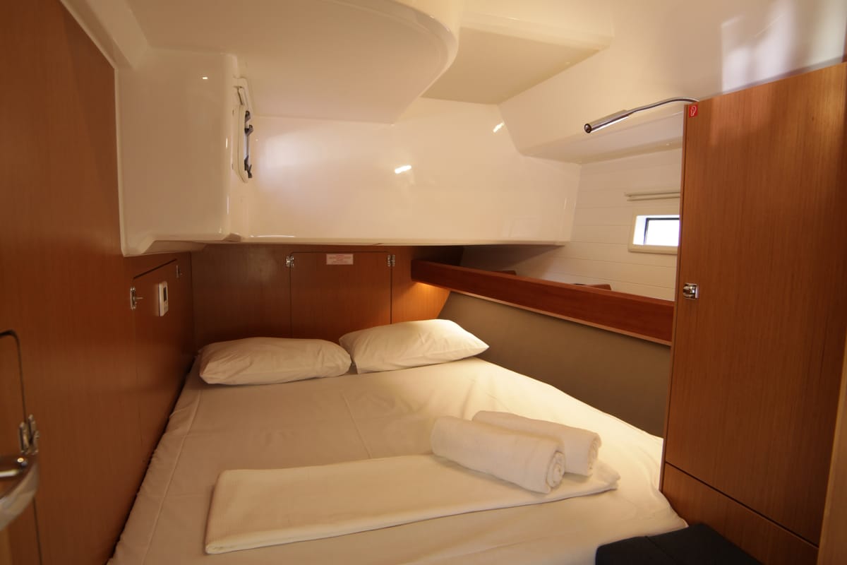 Cabin on Sail Leo, a Bavaria Cruiser 46 sailboat at Fethiye, Turkey