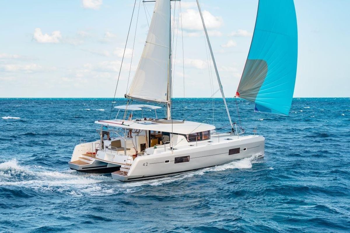 Amici, a Lagoon 42 catamaran at Athens, Greece