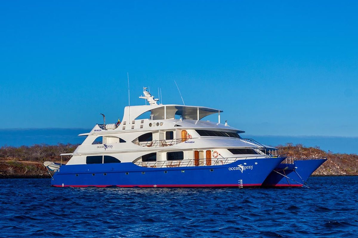 Exterior view of Ocean Spray - Cabin 8, a Gulet Power Catamaran catamaran at Baltra, Ecuador
