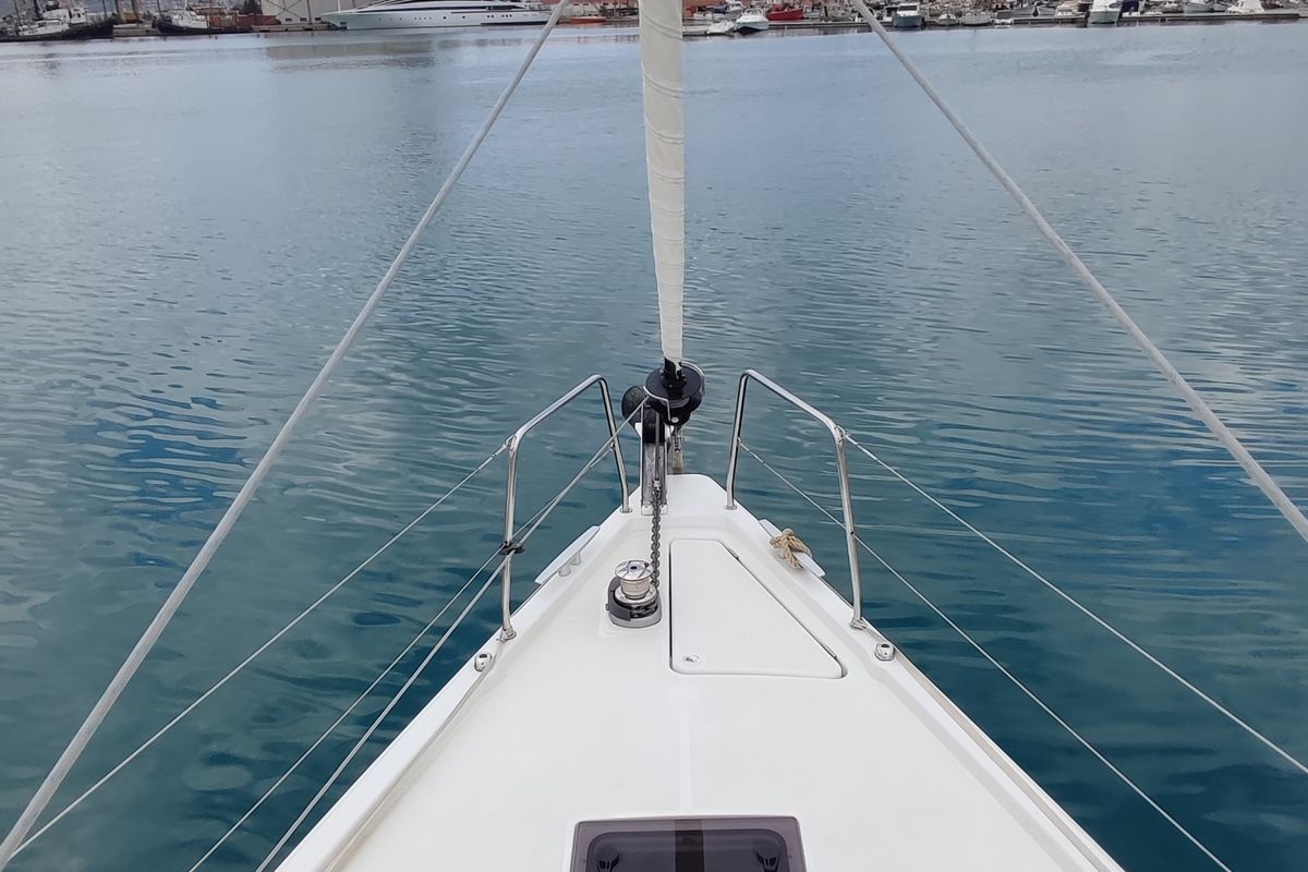 Exterior view of Maera, a Beneteau Oceanis 41.1 sailboat at Volos Municipality, Greece