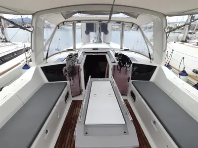 Deck of Maera, a Beneteau Oceanis 41.1 sailboat at Volos Municipality, Greece