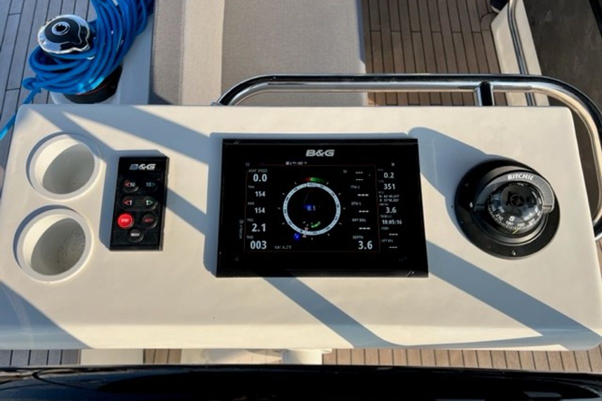 Cockpit of Sofia Blu, a D&D Kufner 54 Exclusive sailboat at Salerno, Italy