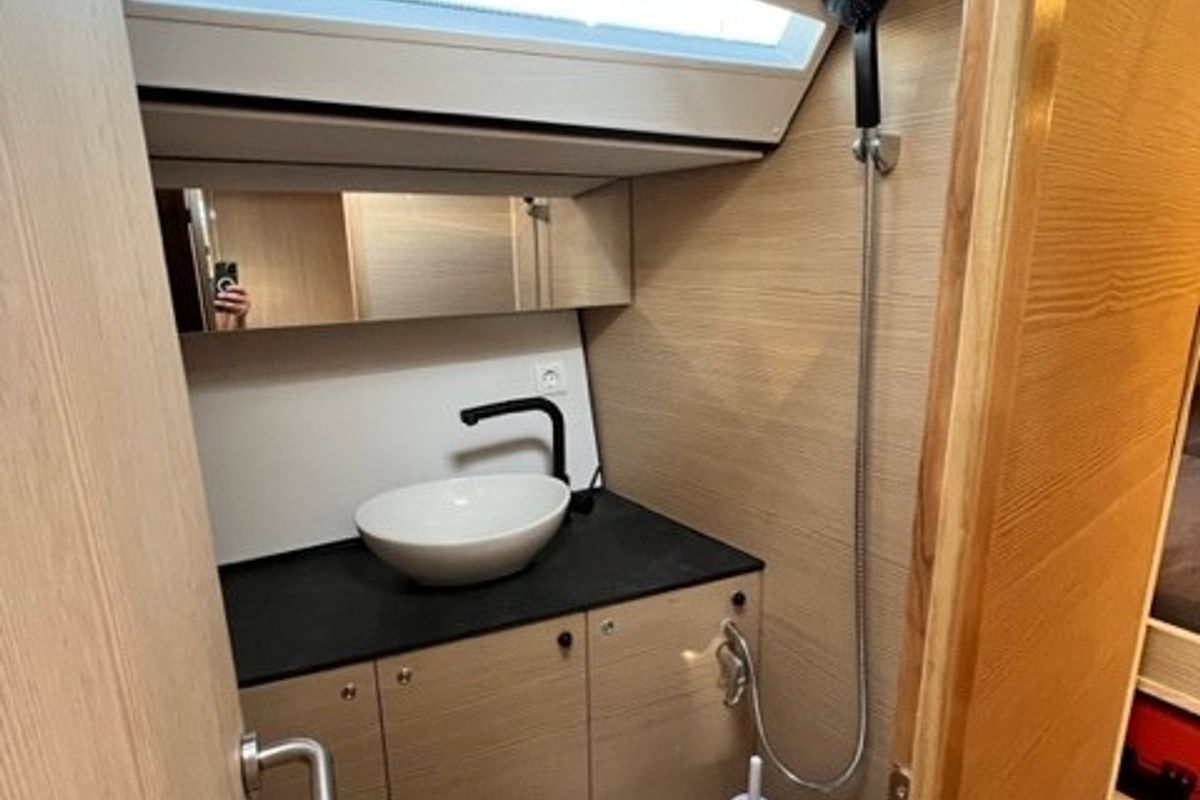 Head on Sofia Blu, a D&D Kufner 54 Exclusive sailboat at Salerno, Italy
