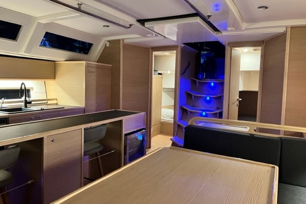 Salon of Sofia Blu, a D&D Kufner 54 Exclusive sailboat at Salerno, Italy