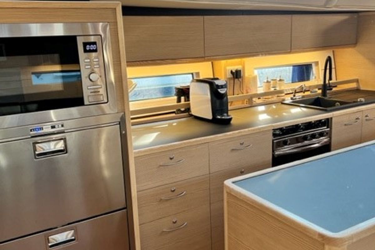 Galley of Sofia Blu, a D&D Kufner 54 Exclusive sailboat at Salerno, Italy