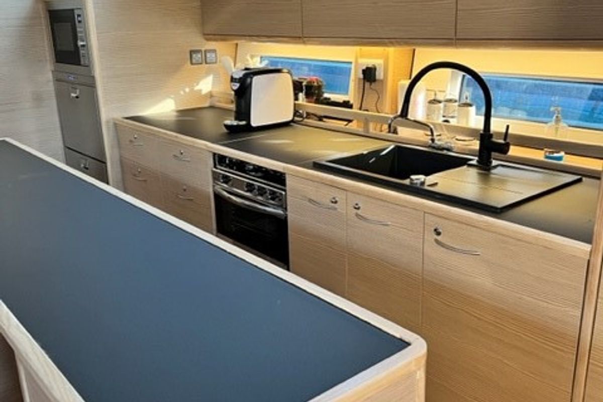 Galley of Sofia Blu, a D&D Kufner 54 Exclusive sailboat at Salerno, Italy