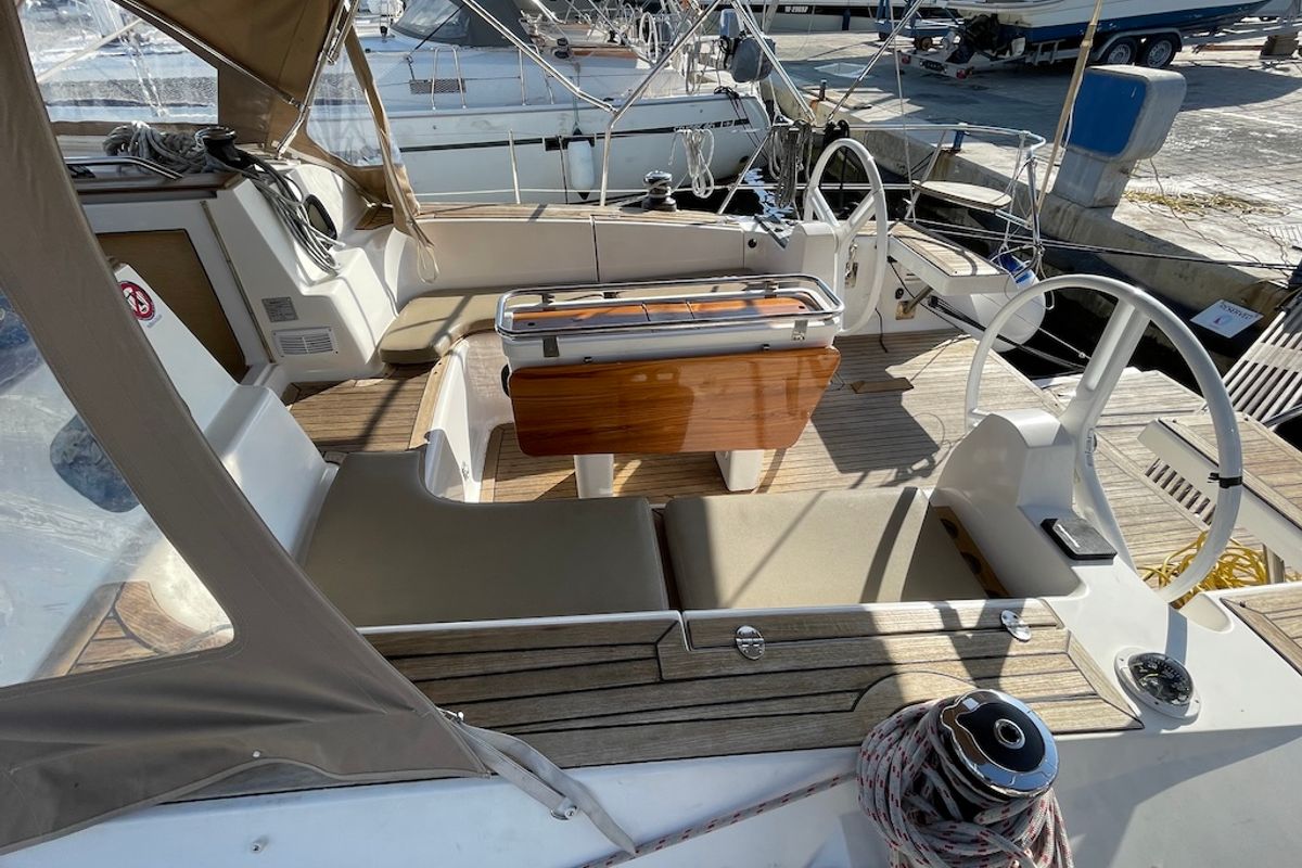 Cockpit of Elysium, a Elan Impression 45 sailboat at Zadar, Croatia