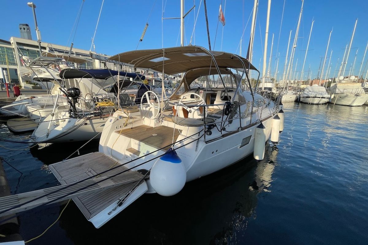 Exterior view of Elysium, a Elan Impression 45 sailboat at Zadar, Croatia