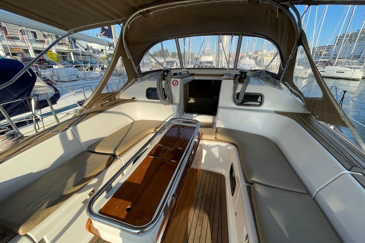 Cockpit of Elysium, a Elan Impression 45 sailboat at Zadar, Croatia