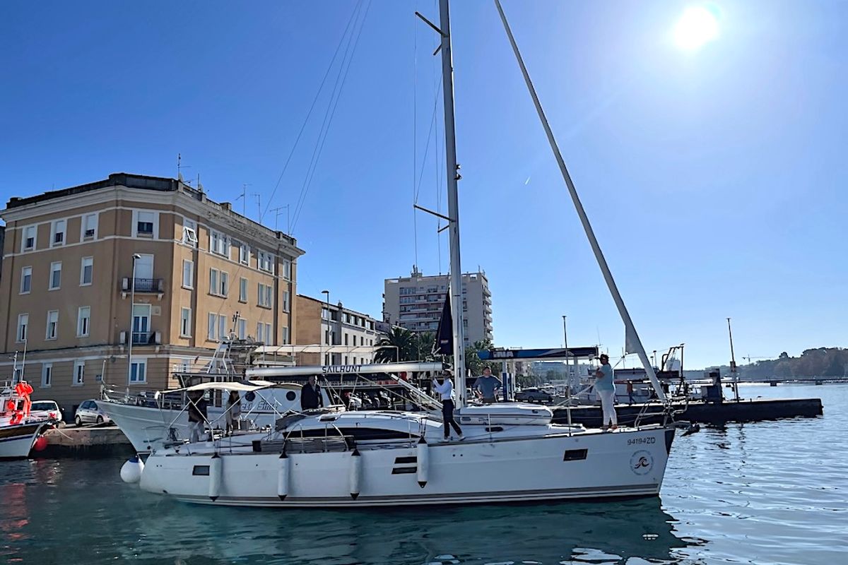 Exterior view of Elysium, a Elan Impression 45 sailboat at Zadar, Croatia