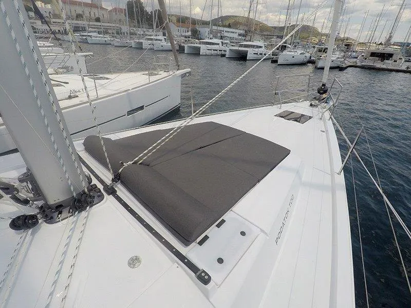 Deck of Podatok Too, a Hanse Yachts Hanse 458 sailboat at Grad Šibenik, Croatia