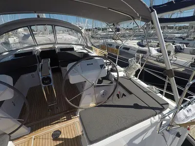 Cockpit of Podatok Too, a Hanse Yachts Hanse 458 sailboat at Grad Šibenik, Croatia