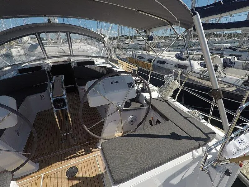 Cockpit of Podatok Too, a Hanse Yachts Hanse 458 sailboat at Grad Šibenik, Croatia