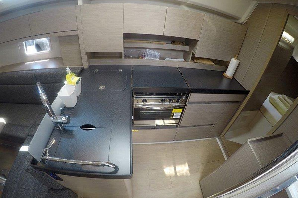 Galley of Podatok Too, a Hanse Yachts Hanse 458 sailboat at Grad Šibenik, Croatia