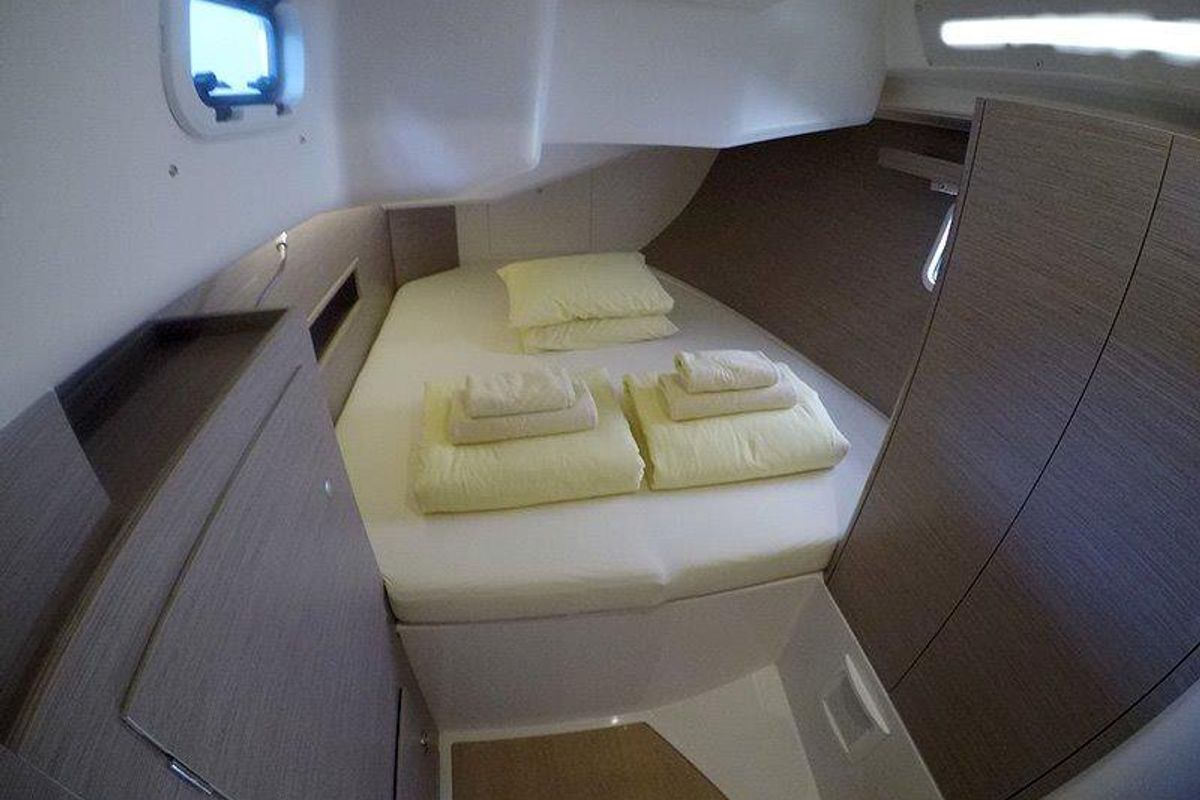 Cabin on Podatok Too, a Hanse Yachts Hanse 458 sailboat at Grad Šibenik, Croatia