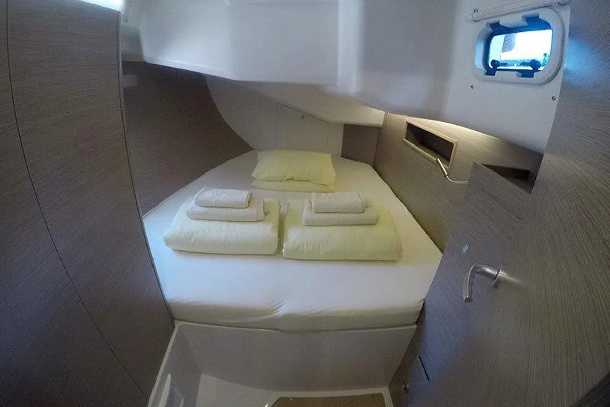 Cabin on Podatok Too, a Hanse Yachts Hanse 458 sailboat at Grad Šibenik, Croatia