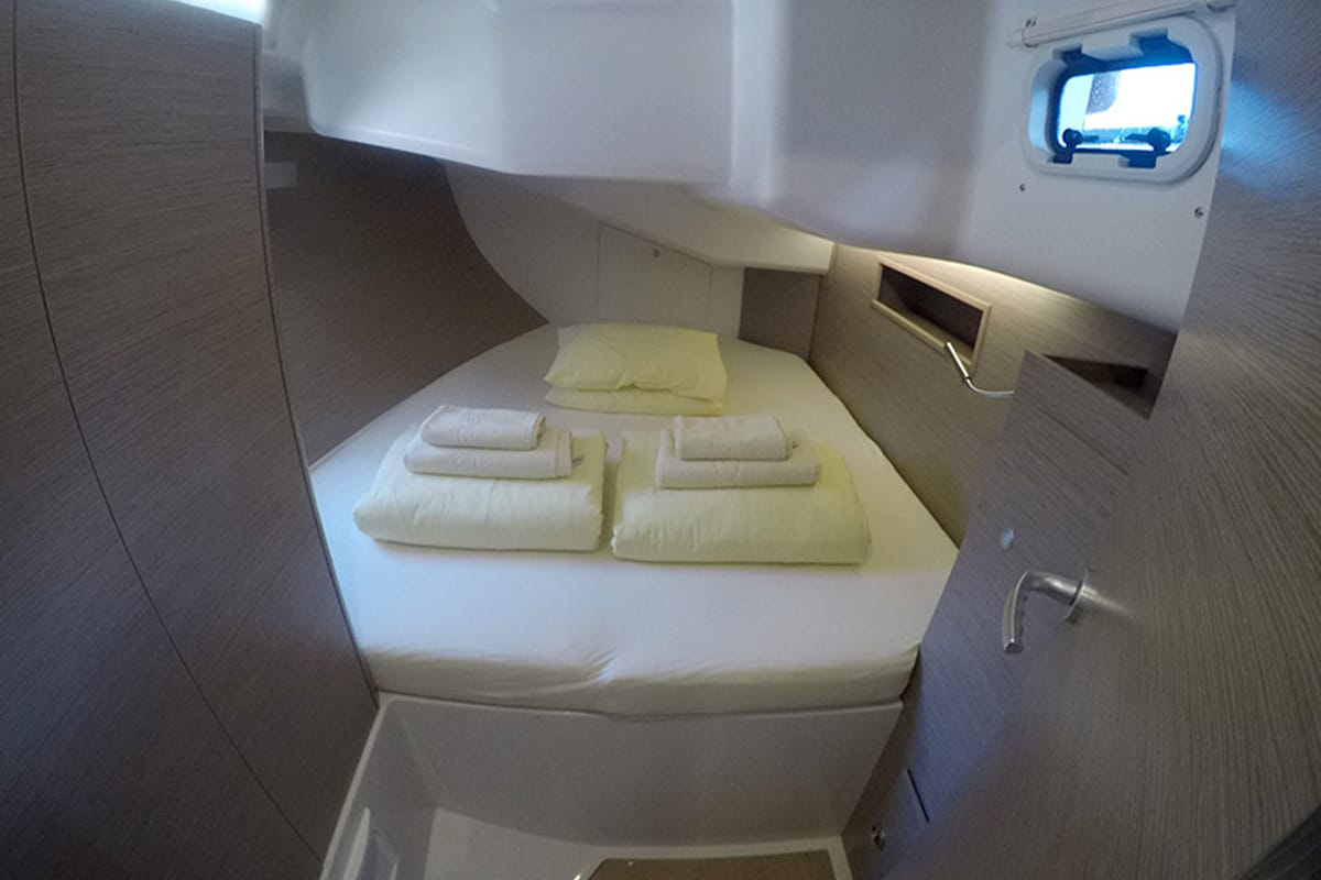 Cabin on Podatok Too, a Hanse Yachts Hanse 458 sailboat at Grad Šibenik, Croatia
