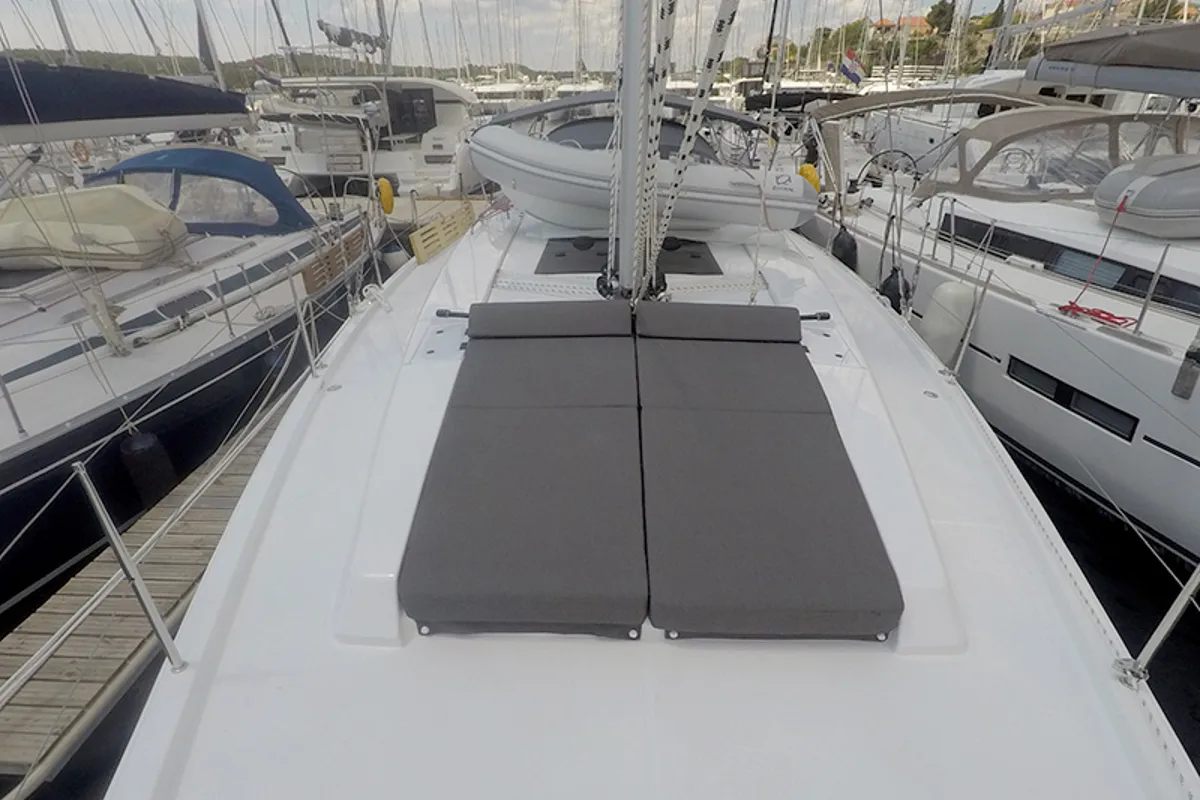Deck of Podatok Too, a Hanse Yachts Hanse 458 sailboat at Grad Šibenik, Croatia
