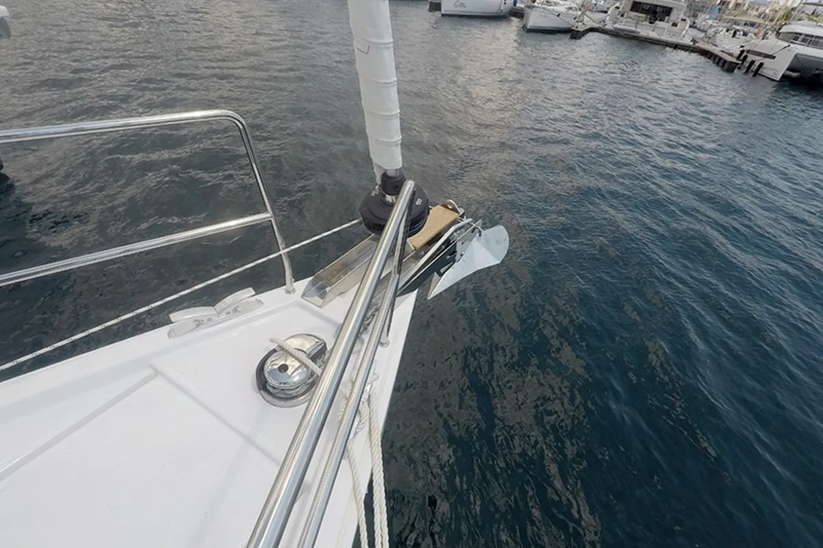 Deck of Podatok Too, a Hanse Yachts Hanse 458 sailboat at Grad Šibenik, Croatia