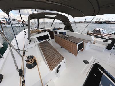 Deck of Rock & Roll, a Dufour 470 sailboat at Primošten, Croatia