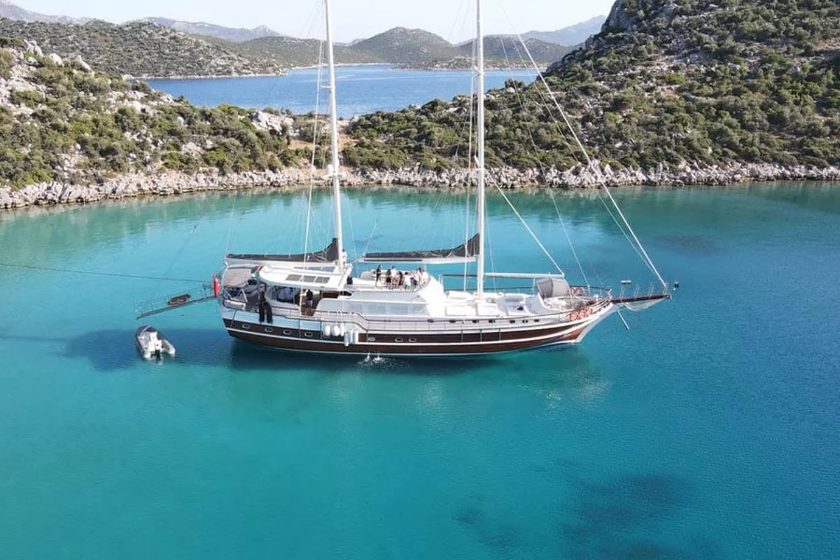 Exterior view of Prenses Esila, a Gulet Gulet gulet at Marmaris, Turkey