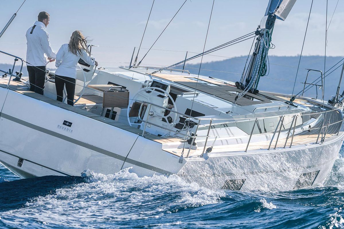 Cockpit of Alma Libre VIII (NEW 2022), a Bavaria C45 sailboat at Municipal Unit of Lefkada, Greece