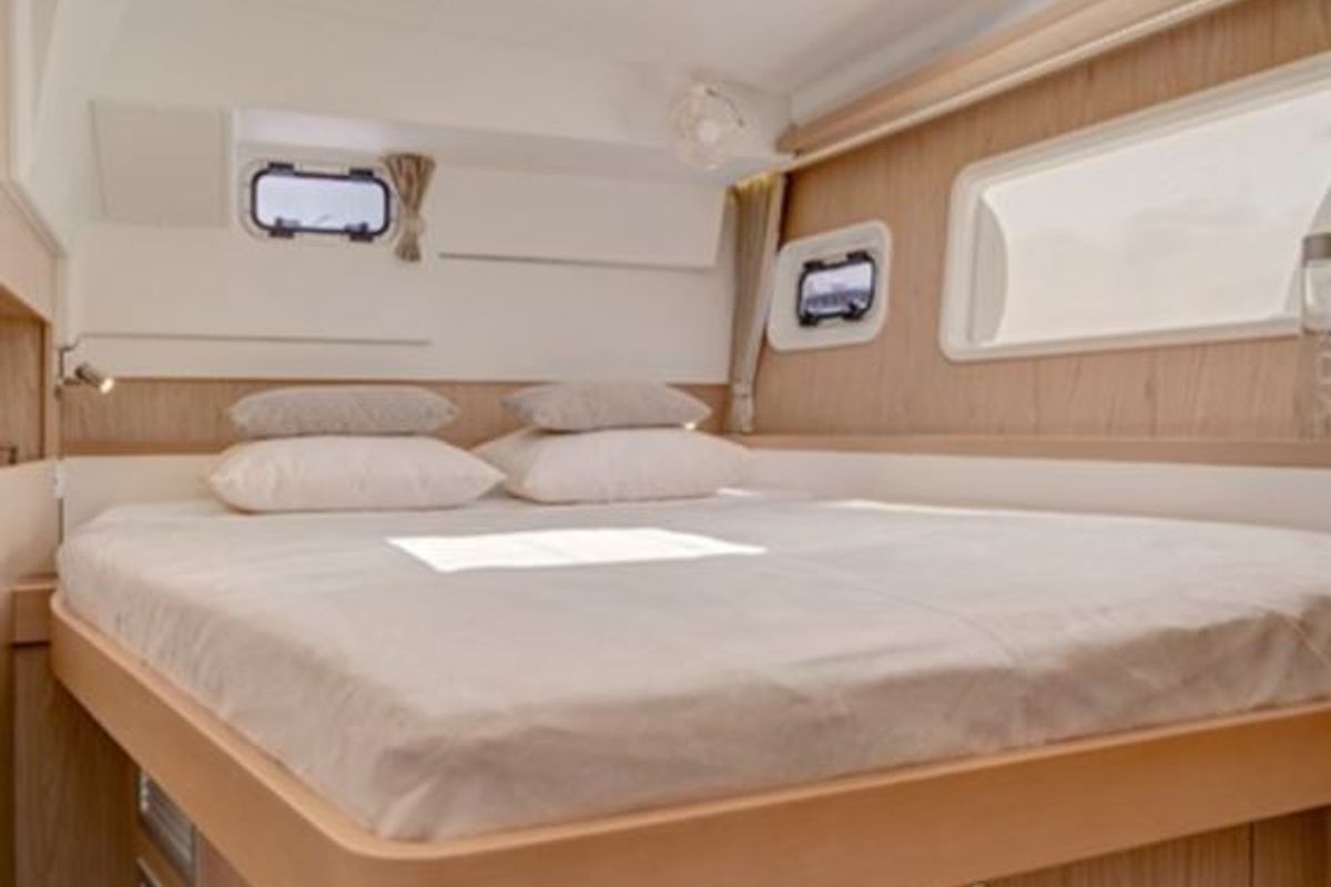 Cabin on Orion VIII, a Lagoon 400 S2 catamaran at Skiathos, Greece
