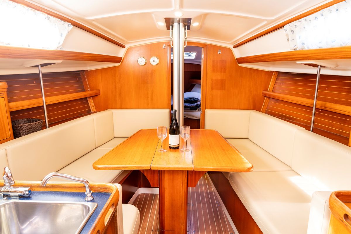 Salon of Brina, a Elan 333 sailboat at Grad Labin, Croatia