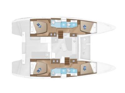 Floor plan of Chill Out, a Lagoon 42 catamaran at Tourlos, Greece