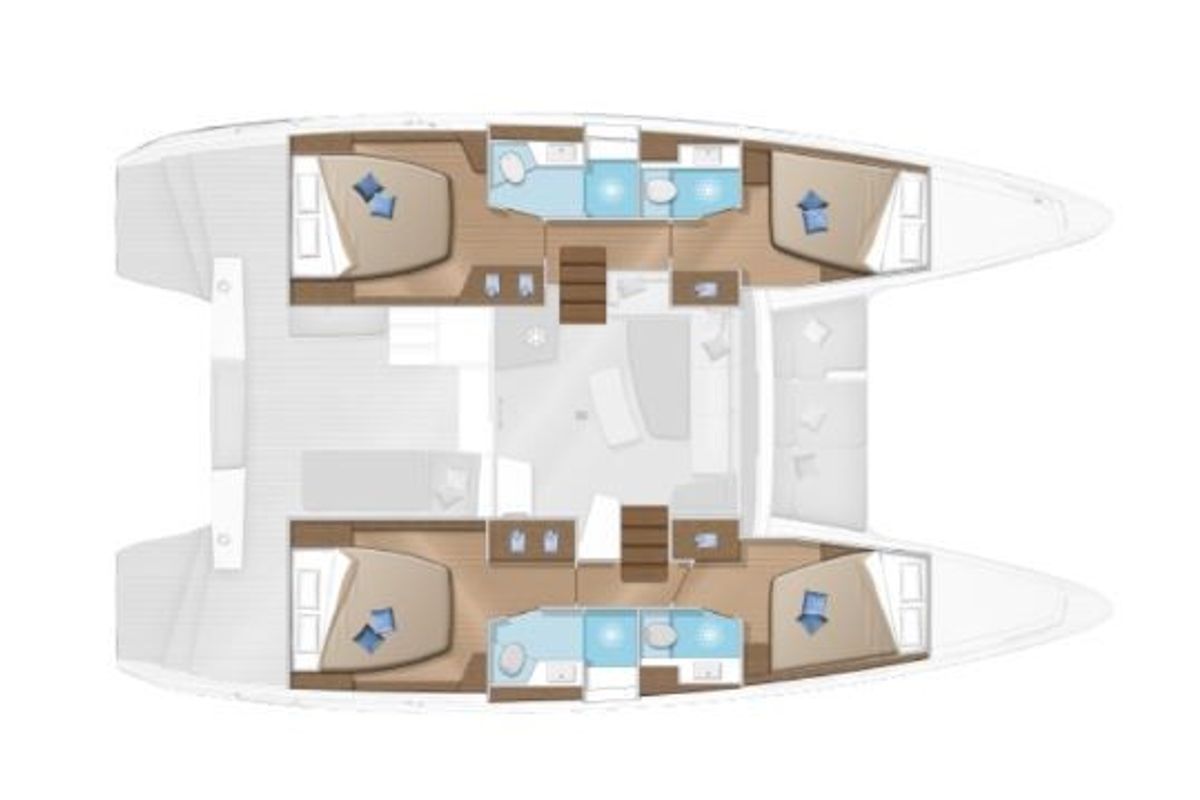 Floor plan of Chill Out, a Lagoon 42 catamaran at Tourlos, Greece