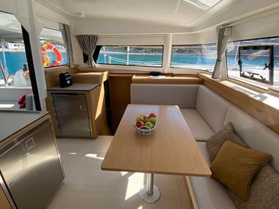 Salon of Zèfiro, a Excess 11 catamaran at Nettuno, Italy