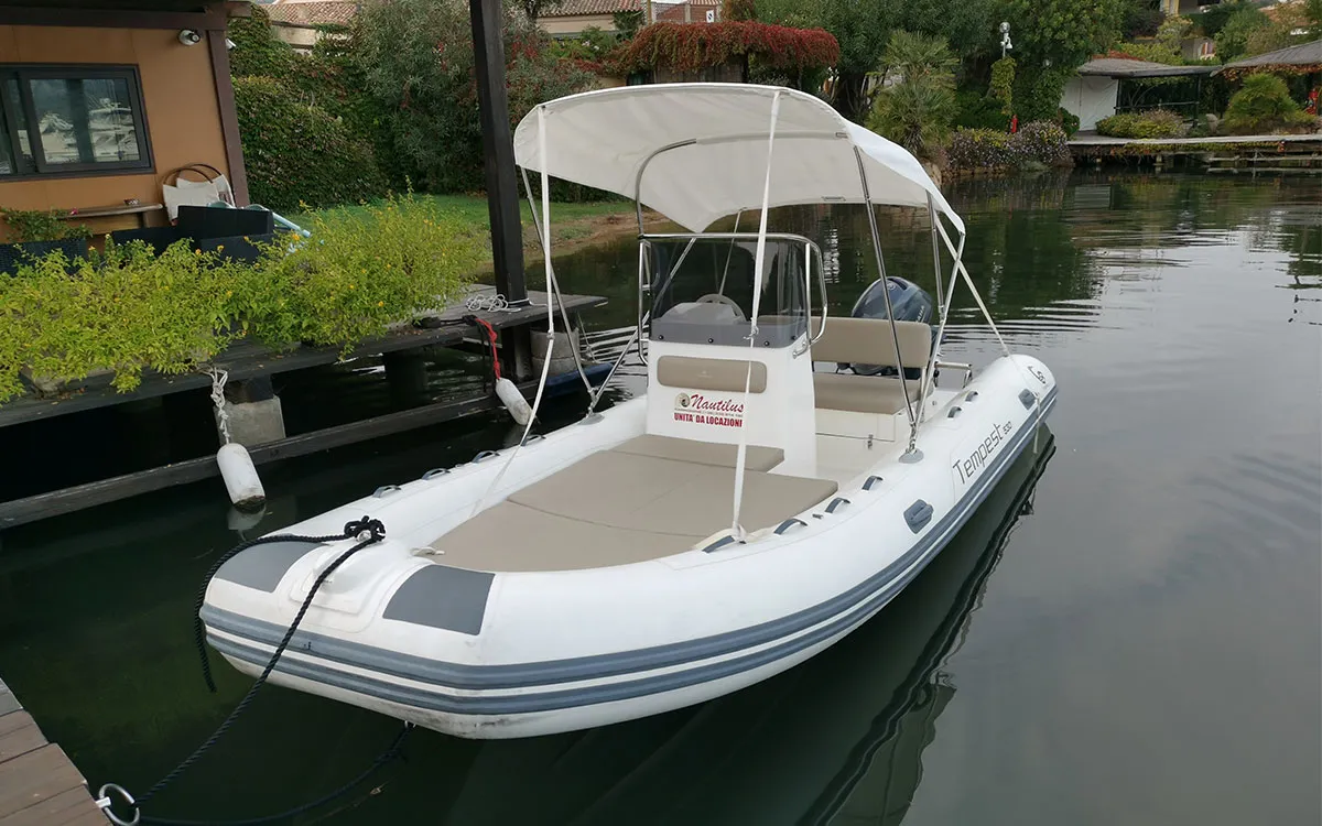 Exterior view of n. 9, a Capelli Tempest 530 rib at Cannigione, Italy