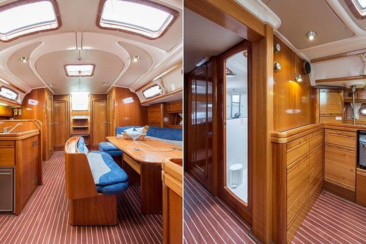 Salon of Blu Limone, a Bavaria 50 Cruiser sailboat at Nettuno, Italy