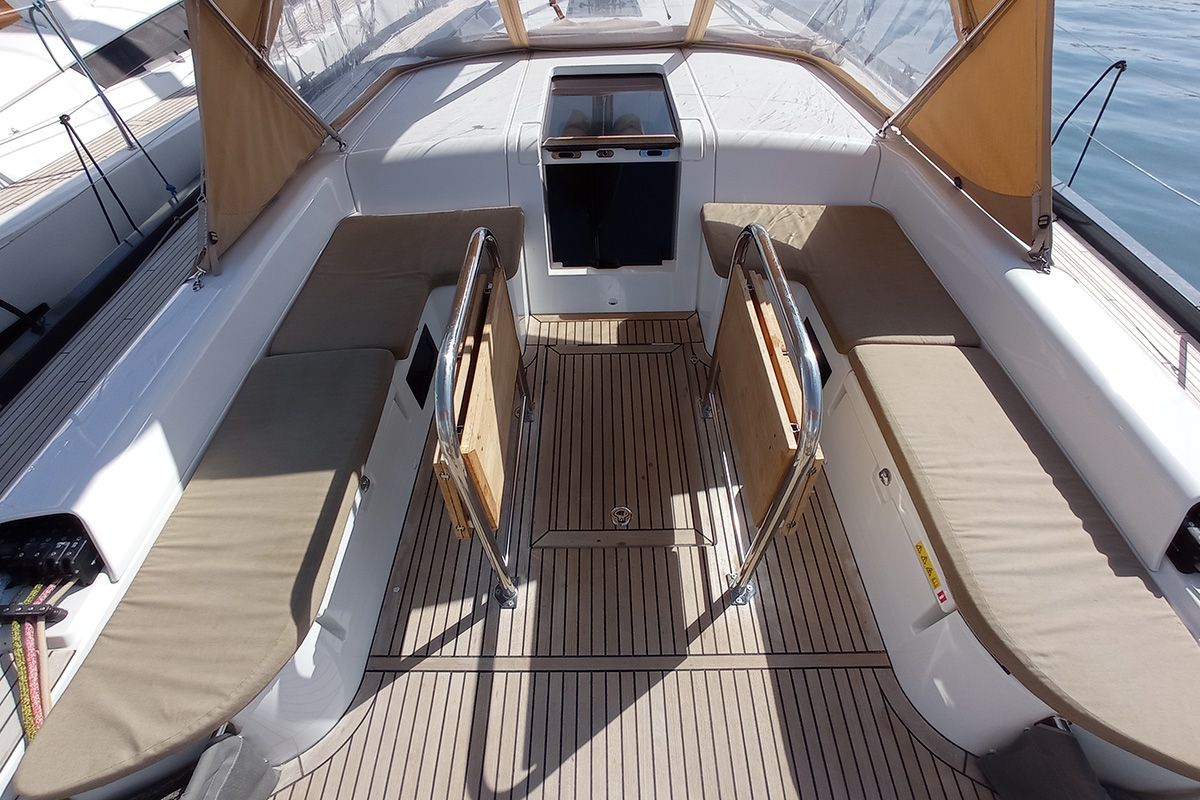 Deck of Silhuette, a Beneteau First 53 sailboat at Primošten, Croatia