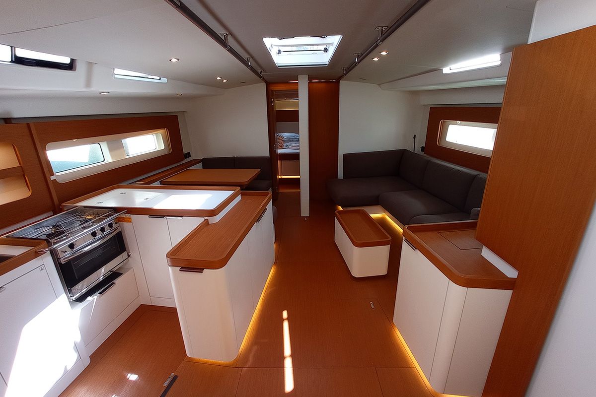 Salon of Silhuette, a Beneteau First 53 sailboat at Primošten, Croatia