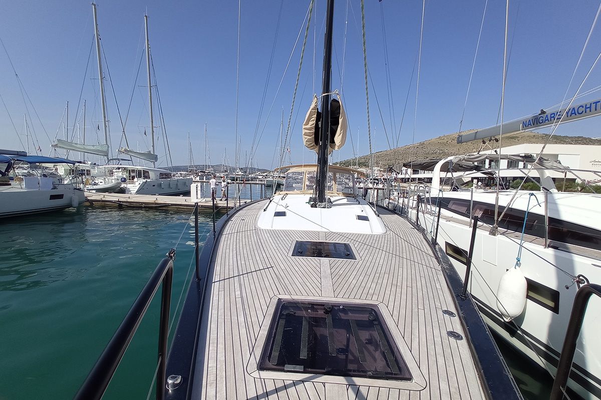 Deck of Silhuette, a Beneteau First 53 sailboat at Primošten, Croatia